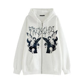 Vintage Printed Zip Up Hoodie